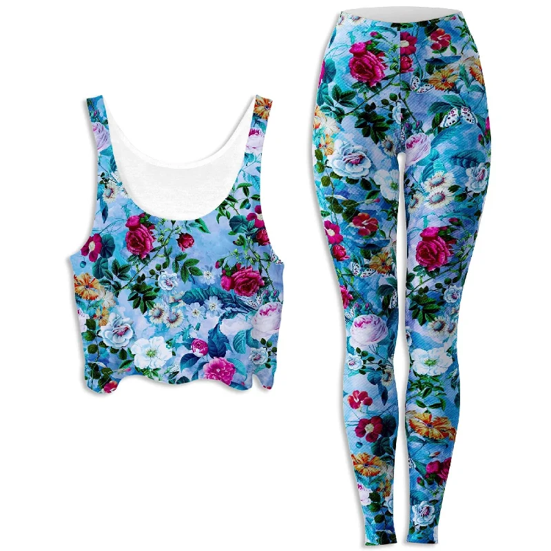 Lennon Crop Top and Leggings Combo Denim Fabric Leather Fabric Suede Fabric