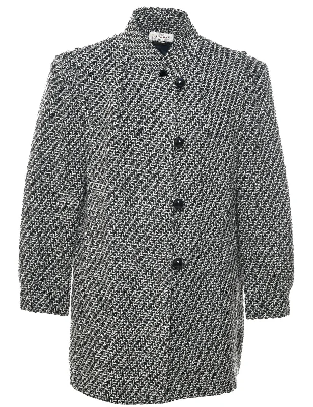 Black Wool Coat - L Kimono Robe Cloak