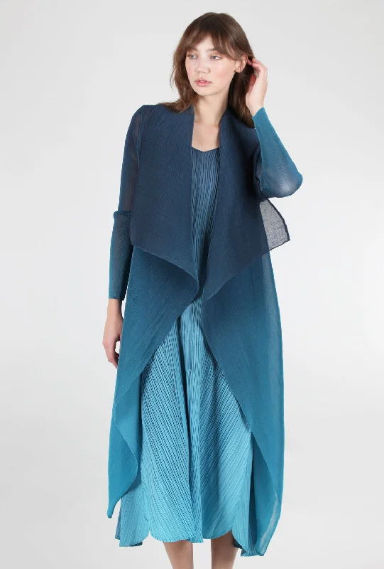 Collare Coat, Indigo to Aqua Down Puffer Quilted