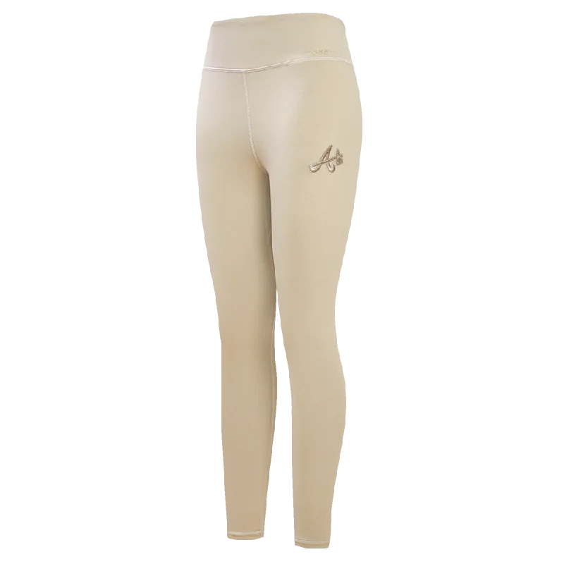 LEGGINGS MLB ATLANTA BRAVES NEUTRAL PARA MUJER Elegant Satin Finish Leggings