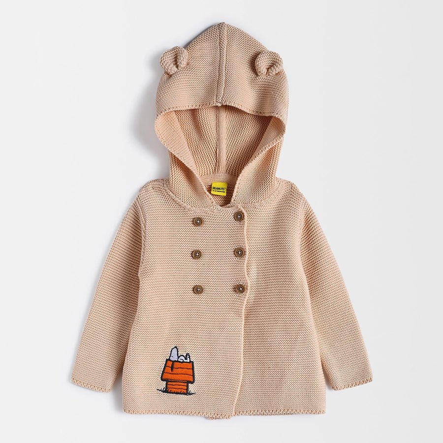 Peanuts™ Knitted Peach Hoodie Cardigan Hoodie Jacket Zipper Layering