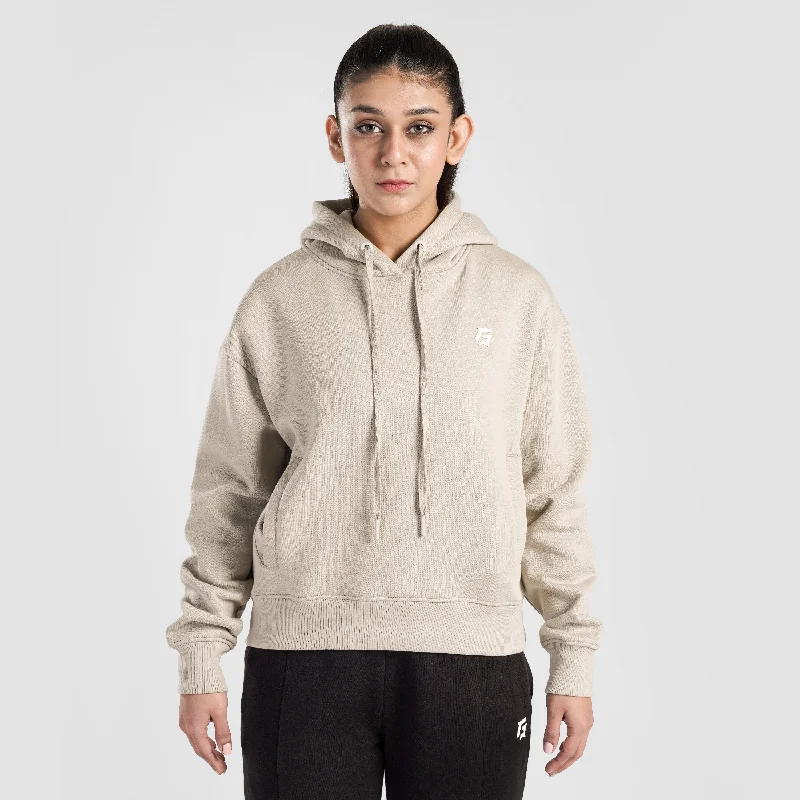Essential Active Regular Hoodie (Beige) Hoodie with Side Slits Relaxed Casual