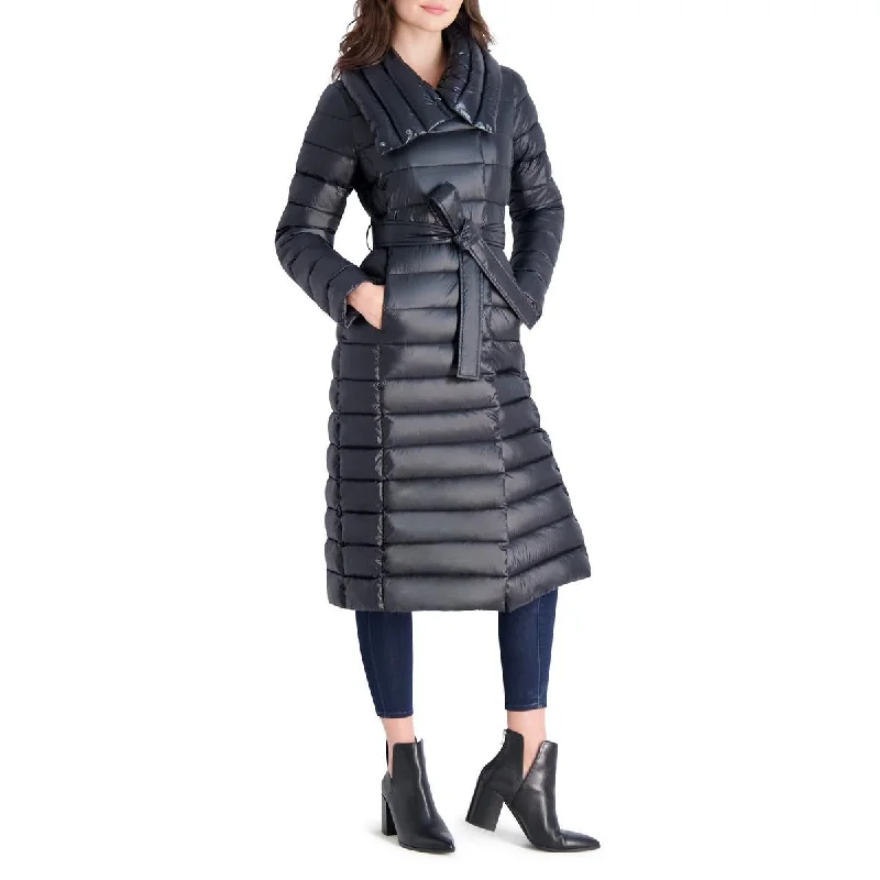 Via Spiga Women's Long Quilted Winter Puffer Coat with Belted Waist Toggle Coat Shawl Collar Coat Notch Collar Coat Via Spiga Women's Long Quilted Winter Puffer Coat with Belted Waist Toggle Coat Shawl Collar Coat Notch Collar Coat