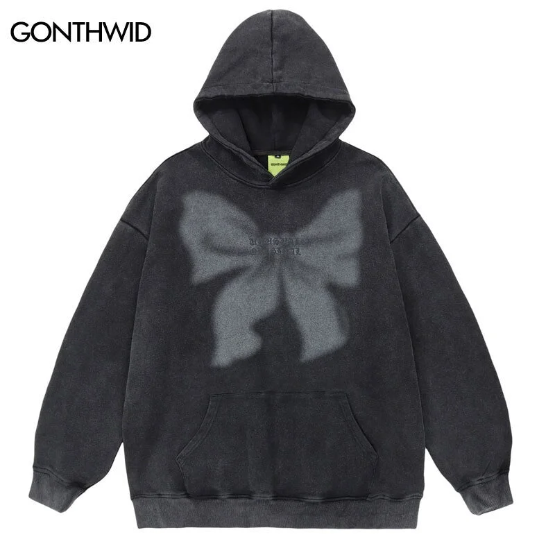 Vintage Hoodie Streetwear Sweatshirt Hip Hop Retro Bow Print Distressed Wash Pullover Hooded Harajuku Casual Loose Cotton Hoodie Hoodie with Illustration Artistic Creative Vintage Hoodie Streetwear Sweatshirt Hip Hop Retro Bow Print Distressed Wash Pullover Hooded Harajuku Casual Loose Cotton Hoodie Hoodie with Illustration Artistic Creative