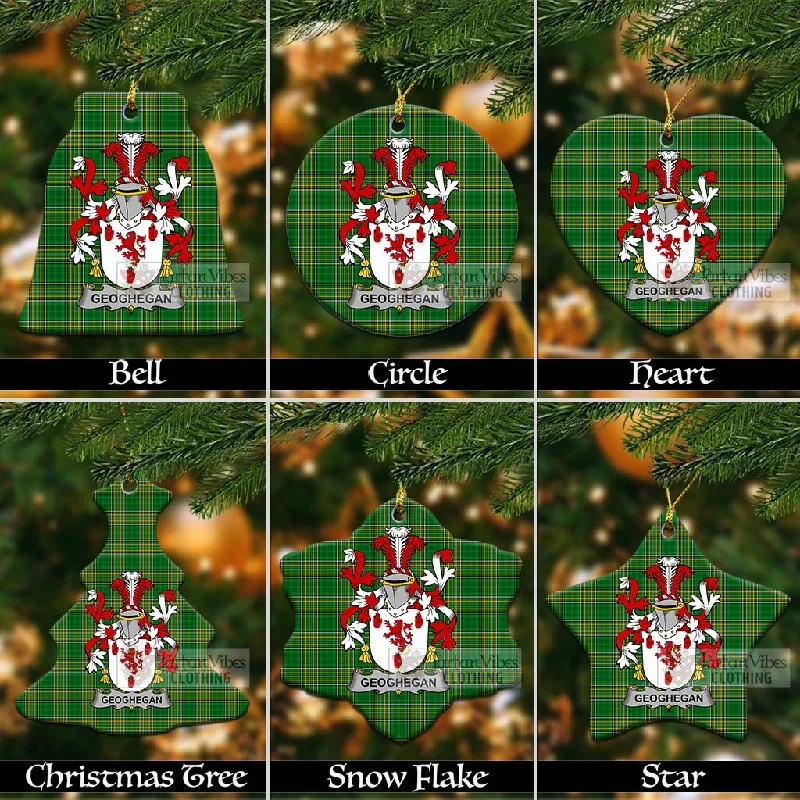 Geoghegan Irish Clan Tartan Christmas Ceramic Ornament with Coat of Arms Houndstooth Coat Plaid Coat Tartan Coat
