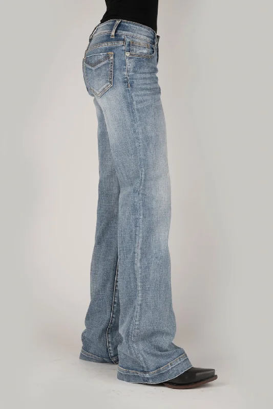 Stetson Womens Blue Cotton Blend 214 Trouser Raw Edge Jeans Trousers Tapered Slim Fit