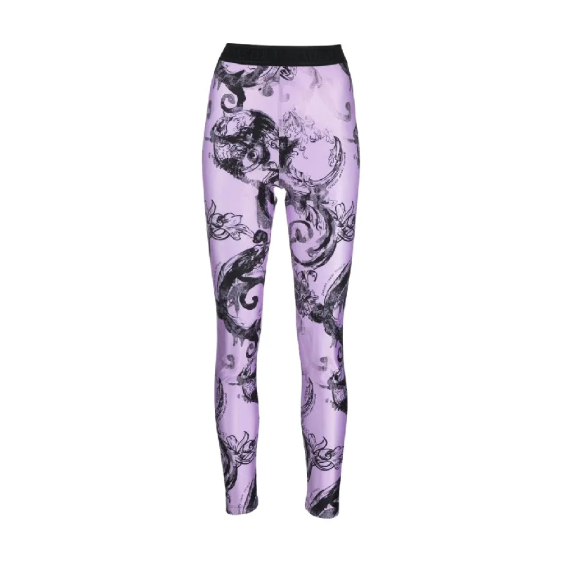 Versace Jeans Couture Watercolour Couture Violet Leggings Fashionable Solid Color Tights Versace Jeans Couture Watercolour Couture Violet Leggings Fashionable Solid Color Tights