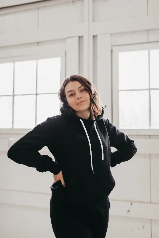 Lounge Basic Hoodie in Black Hoodie with Stripes Bold Sporty