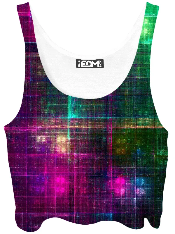 Fractal Matrix Crop Top Chenille Blend Fleece Blend Nylon Blend
