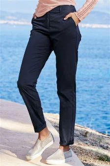 Next Navy Chinos Trousers Cropped Trousers Casual Linen