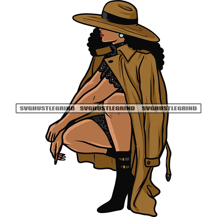 Gangster African American Woman Sitting Pose Wearing Coat And Hat Hide Face Design Element White Background SVG JPG PNG Vector Clipart Cricut Silhouette Cut Cutting Solid Print Jacquard Gangster African American Woman Sitting Pose Wearing Coat And Hat Hide Face Design Element White Background SVG JPG PNG Vector Clipart Cricut Silhouette Cut Cutting Solid Print Jacquard