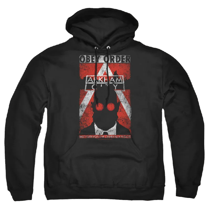 Batman - Arkham Obey Order Poster - Pullover Hoodie Jewel Neck Pullover