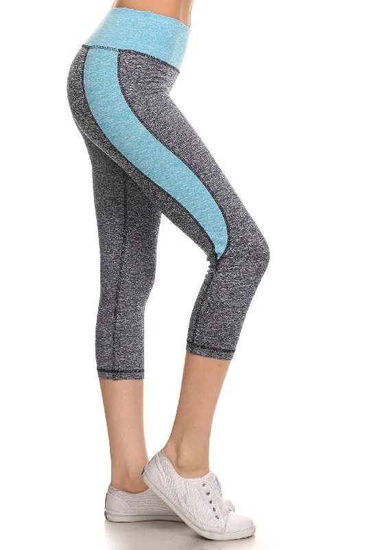 Cute in Colorblock Active Capri Leggings Chic Velvet Soft Leggings