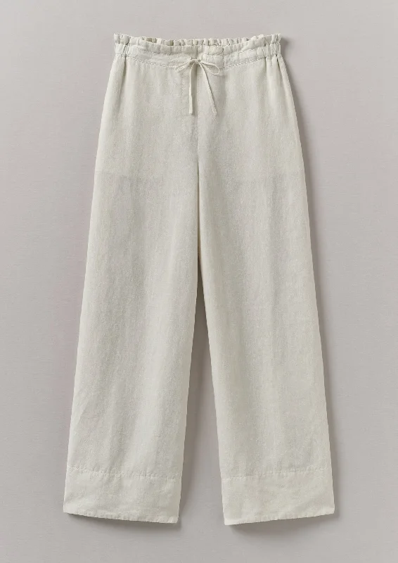 Garment Dyed Linen Wide Leg Trousers | Oat Trousers Bootcut Casual