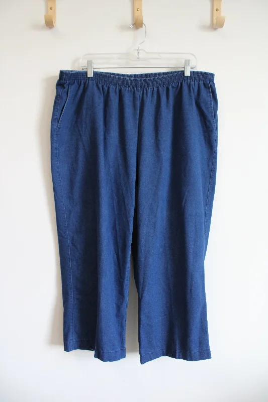 Alfred Dunner Blue Denim Trouser Capri Pants | 20W Trousers Palazzo Wide Leg