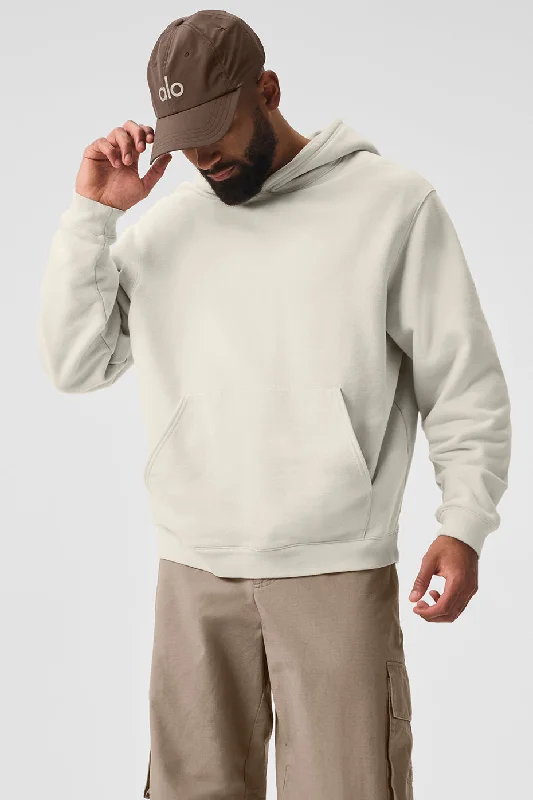 Renown Heavy Weight Hoodie - Bone Hoodie with Hem Applique Textured Unique