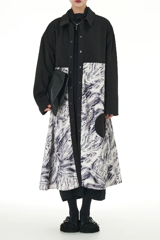 Shadow Dance Trench Coat Dress Stand-Up Roll-Neck Turtle