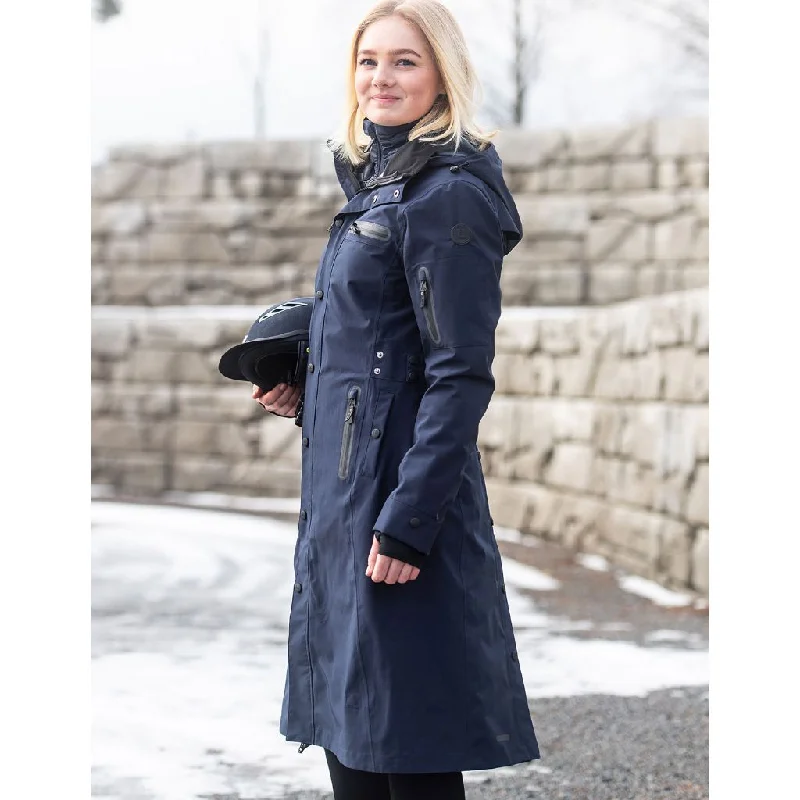 UHIP Mid Length Water Repellent Trench Coat DARK BLUE Vent Hem Cuff