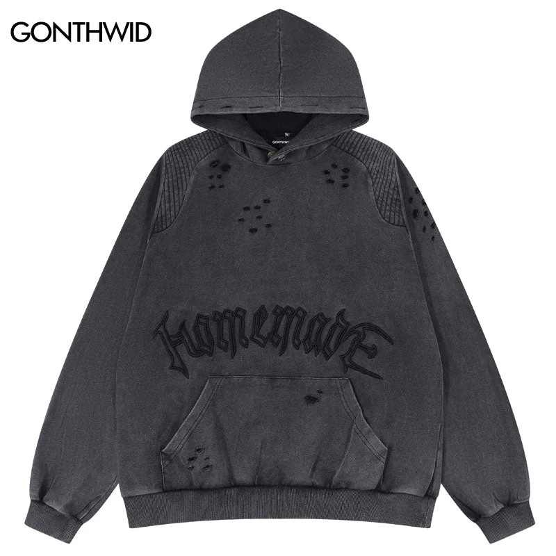 Vintage Hoodie Streetwear Hip Hop Embroidery Ripped Destroyed Distressed Wash Hooded Sweatshirt 2023 Harajuku Casual Oversized Hoodie with Emblem Brand Identity Vintage Hoodie Streetwear Hip Hop Embroidery Ripped Destroyed Distressed Wash Hooded Sweatshirt 2023 Harajuku Casual Oversized Hoodie with Emblem Brand Identity