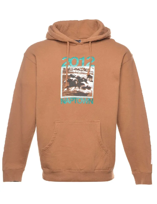 Brown 2012 Naptown Hoodie - M Hoodie with Snap Buttons Easy Quick