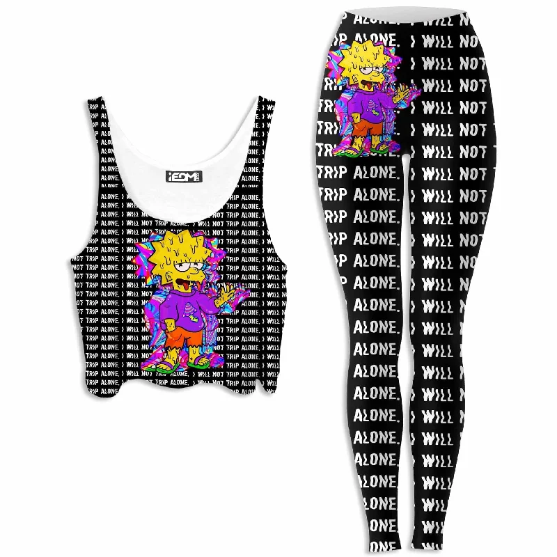 Tripping with Her Crop Top and Leggings Combo Summer Crop Top Casual Short Sleeve