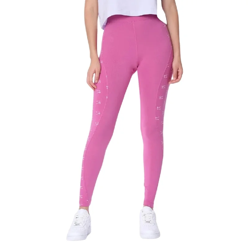 Nike All Over Swoosh Logo Plain Purple Leggings Fashionable Lacy Detail Leggings