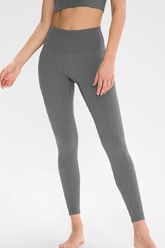 Wavy Print High Waist Yoga Leggings Fashionable Quick-Dry Yoga Pants