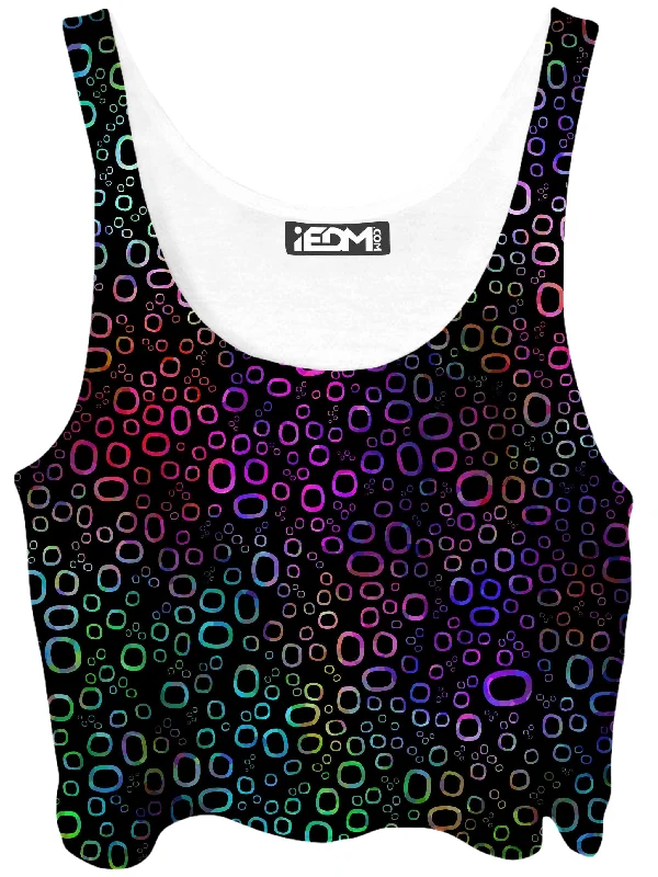 Trippy Color Journey Crop Top Striped Floral Plaid