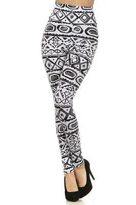 Leggings Tribal Aztec High Waist New Long Pants Gray Black Stretch Knit Comfortable Capri-Length Leggings Leggings Tribal Aztec High Waist New Long Pants Gray Black Stretch Knit Comfortable Capri-Length Leggings