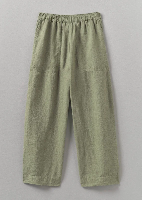 Garment Dyed Linen Barrel Leg Trousers | Salvia Trousers luxurious high-end