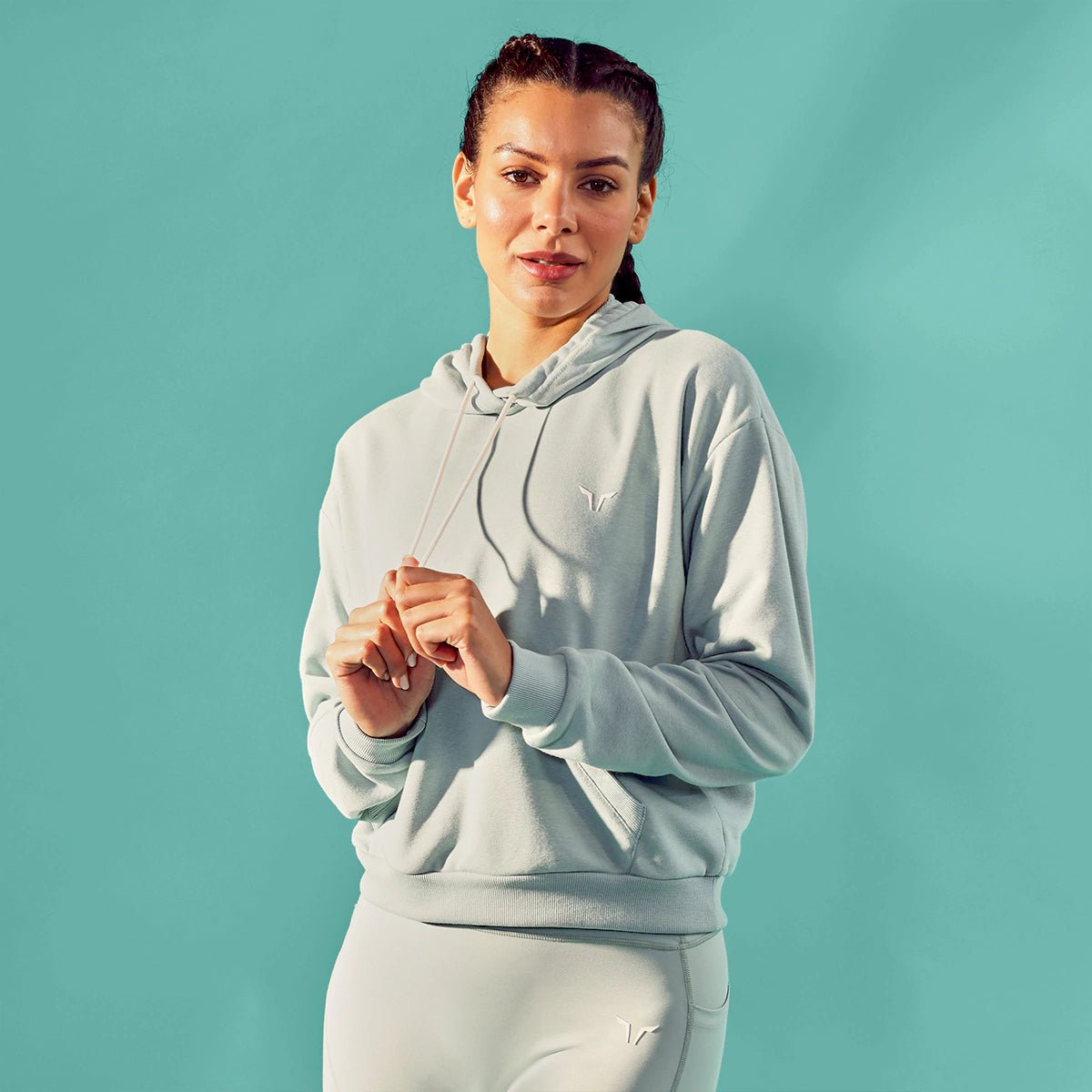 Essential Relaxed Hoodie - Grey Mist Hoodie with Tied Waist Feminine Flattering