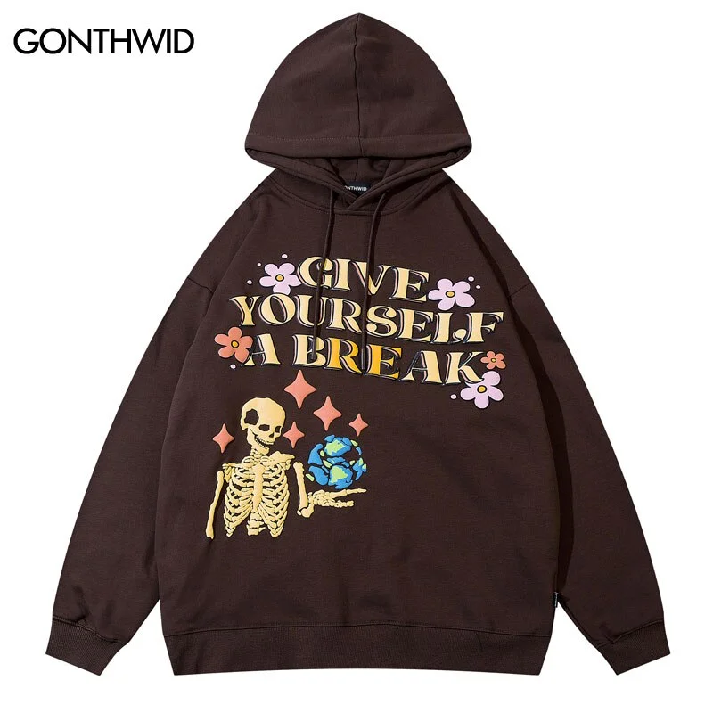 Hoodies Hip Hop Skull Skeleton Letter Print Hooded Sweatshirt Streetwear 2023 Harajuku Casual Loose Oversized Pullovers Hoodie with Drawcord Adjustable Secure Hoodies Hip Hop Skull Skeleton Letter Print Hooded Sweatshirt Streetwear 2023 Harajuku Casual Loose Oversized Pullovers Hoodie with Drawcord Adjustable Secure