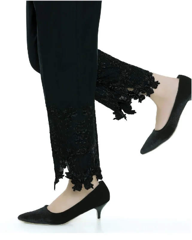 Lakhani Embroidered, Printed Ladies Stitched 1 Piece Single Trouser LSM-T-55-Black Trousers Essential Wardrobe