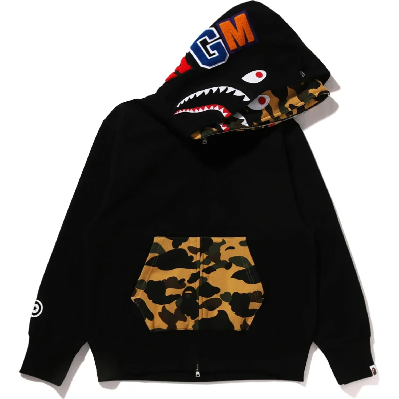 1ST CAMO SHARK FULL ZIP DOUBLE HOODIE LADIES Hoodie with Hood Adjustable Protection