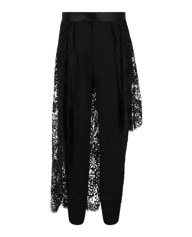 Lace Drape Cigarette Trousers Trousers versatile all-occasion