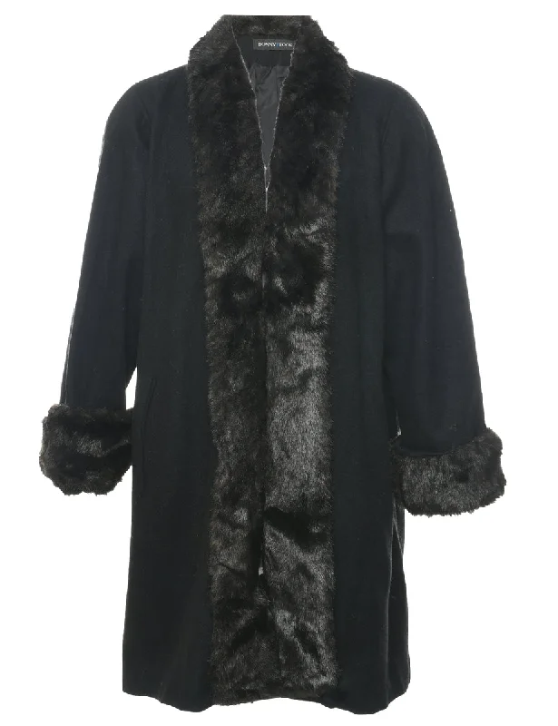 Black Wool Coat - L Bodycon Sheath Shift