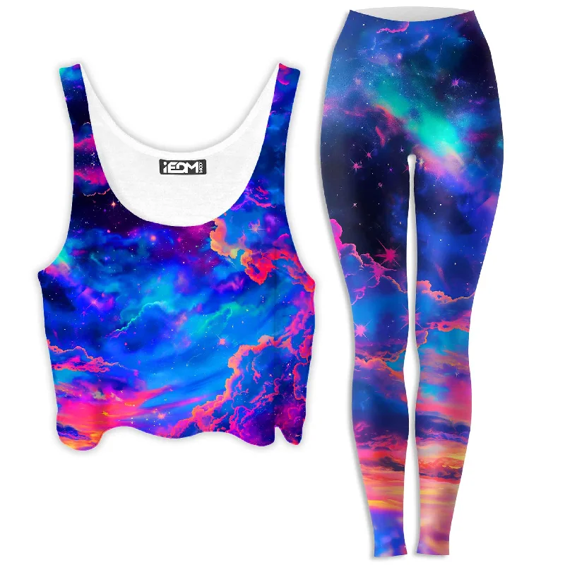 Storybook Sky Crop Top and Leggings Combo Elegant Classic Vintage