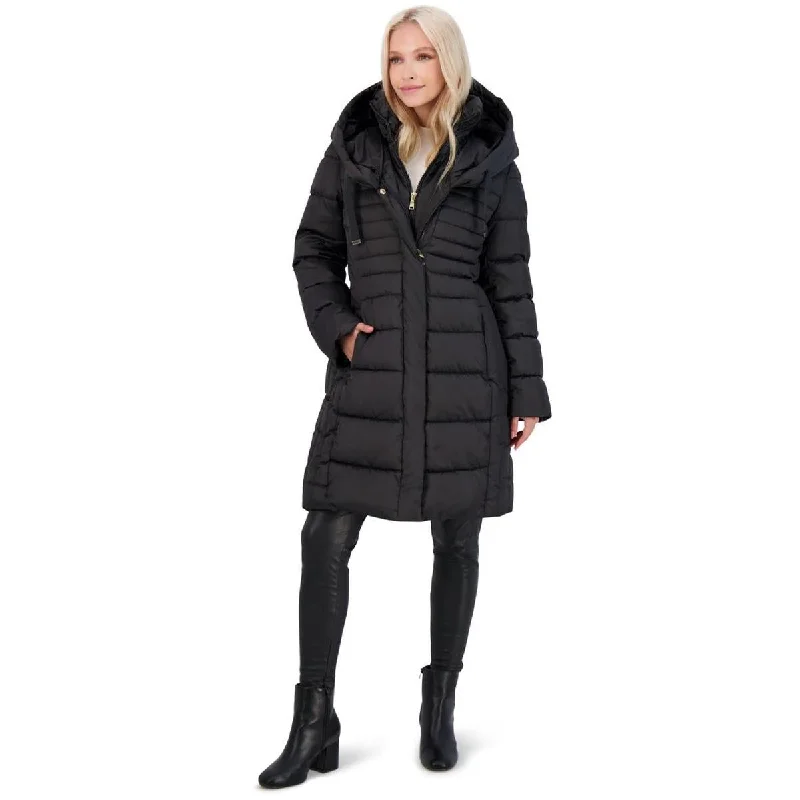 Tahari Casey Fitted Puffer Coat for Women-Quilted Winter Coat with Bib Striped Polka Dot Floral Tahari Casey Fitted Puffer Coat for Women-Quilted Winter Coat with Bib Striped Polka Dot Floral
