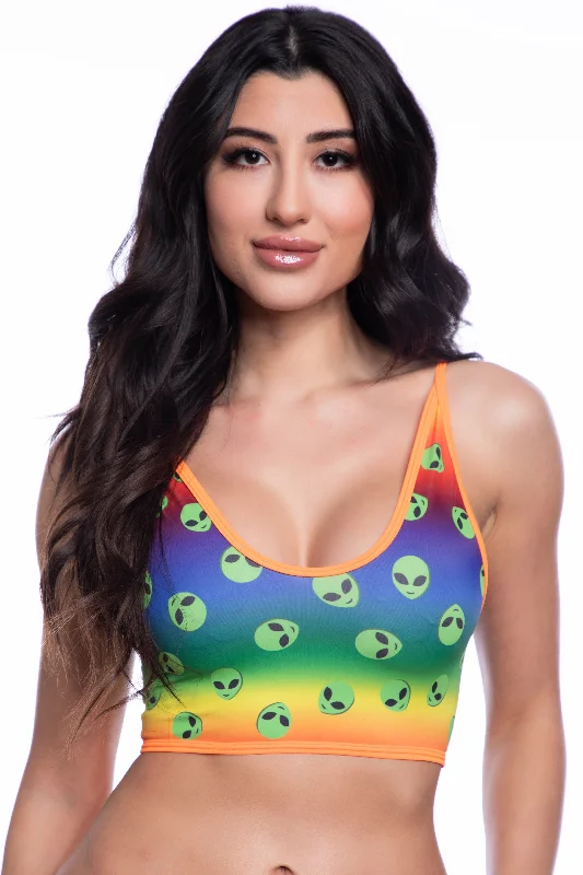 Midnight Ballerina Crop Top-Rainbow Alien* Solid Color Striped Floral