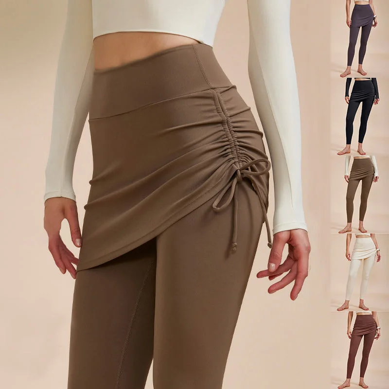 Short Skirt Design Yoga Pants Fake Two-piece Anti-exposure Butt-covering Seamless High-waisted Leggings For Dance Sports Fitness Pants Comfortable Cold Weather Leggings Short Skirt Design Yoga Pants Fake Two-piece Anti-exposure Butt-covering Seamless High-waisted Leggings For Dance Sports Fitness Pants Comfortable Cold Weather Leggings