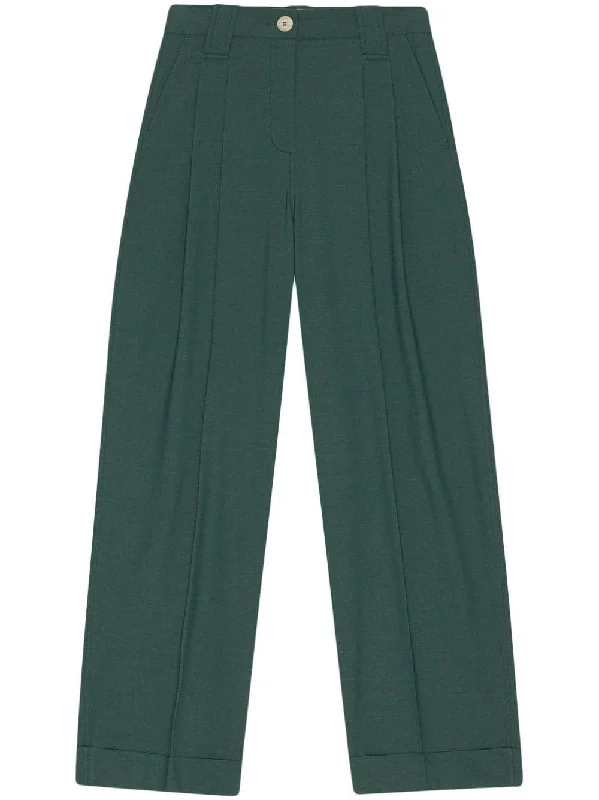 PLEAT-DETAIL STRAIGHT LEG TROUSERS Trousers Custom Made