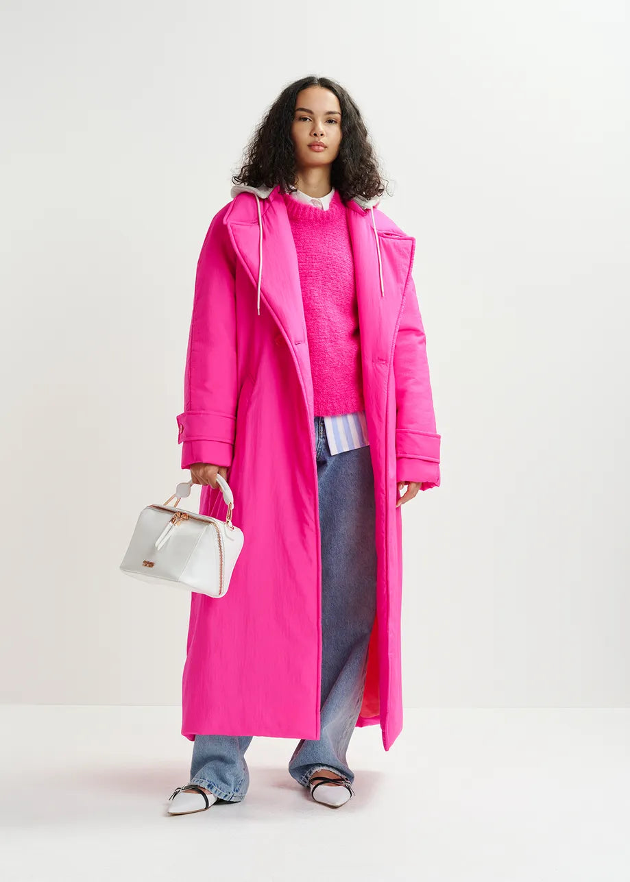 ESSENTIEL Pink Rain Coat Shawl Collar Notch Collar Lapel Collar
