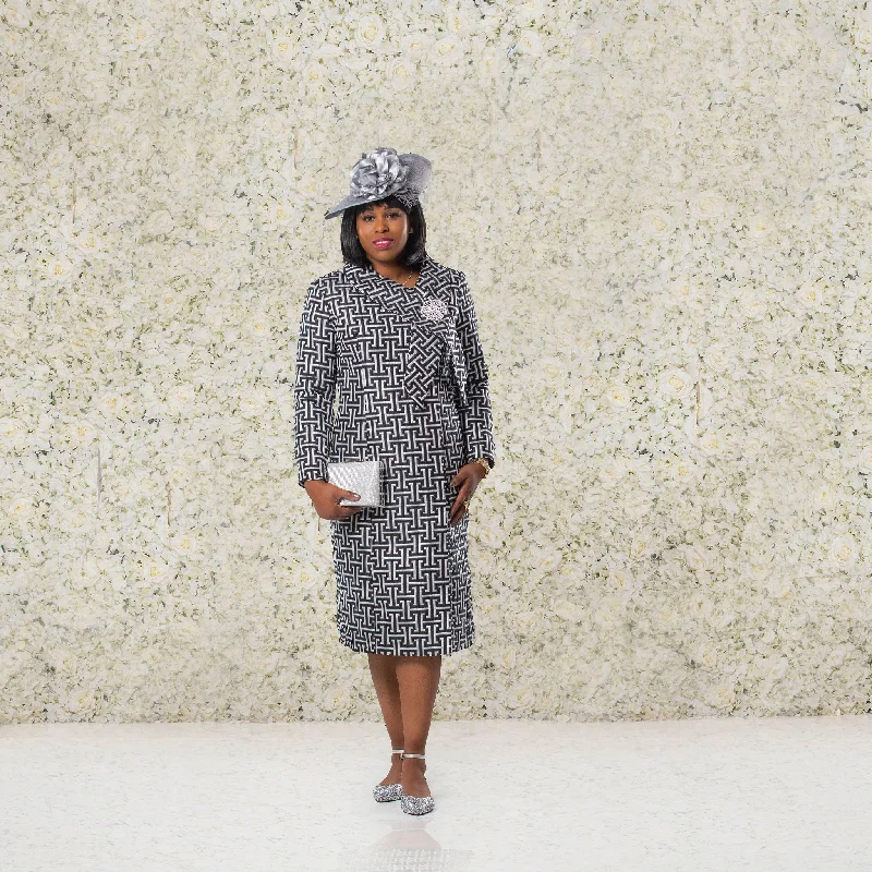 Luxurious Black Jacquard Brocade Dress and Coat Ensemble - UK Sizes 12-24 Asymmetrical Collar Hooded Zippered Luxurious Black Jacquard Brocade Dress and Coat Ensemble - UK Sizes 12-24 Asymmetrical Collar Hooded Zippered