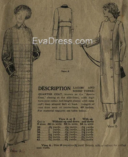 1912 Coat C10-7352 Trim Padded Insulated