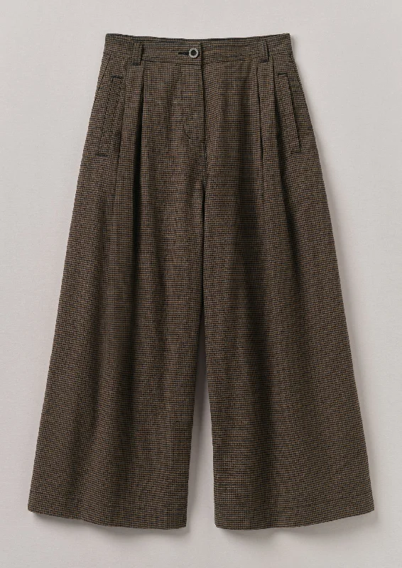 Birch Gingham Pleat Front Trousers | Burnt Umber Trousers stylish modern