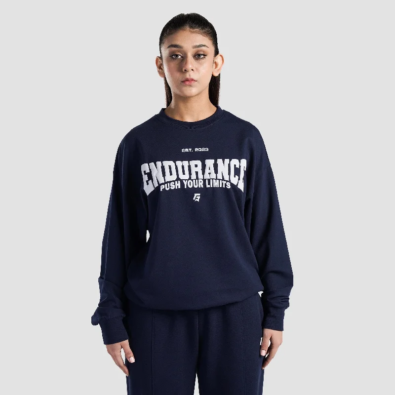 Endurance Oversized SweatShirt (Navy) Hoodie with Applique Textured Unique