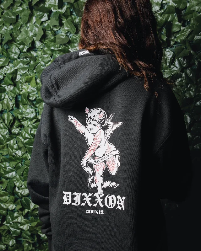Women's No Regrets Pullover Hoodie - Black Slouchy Comfort Pullover