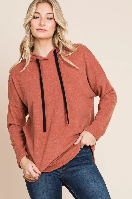 Hazel Blues® | BOMBOM Contrast Drawstring Drop Shoulder Knit Hoodie Hoodie with Relaxed Fit Easy Casual Hazel Blues® | BOMBOM Contrast Drawstring Drop Shoulder Knit Hoodie Hoodie with Relaxed Fit Easy Casual