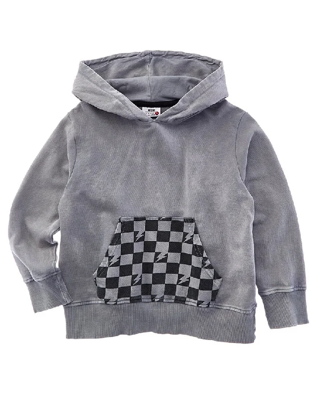 Mish Mish Enzyme Check Pullover Hoodie Bateau Neck Pullover