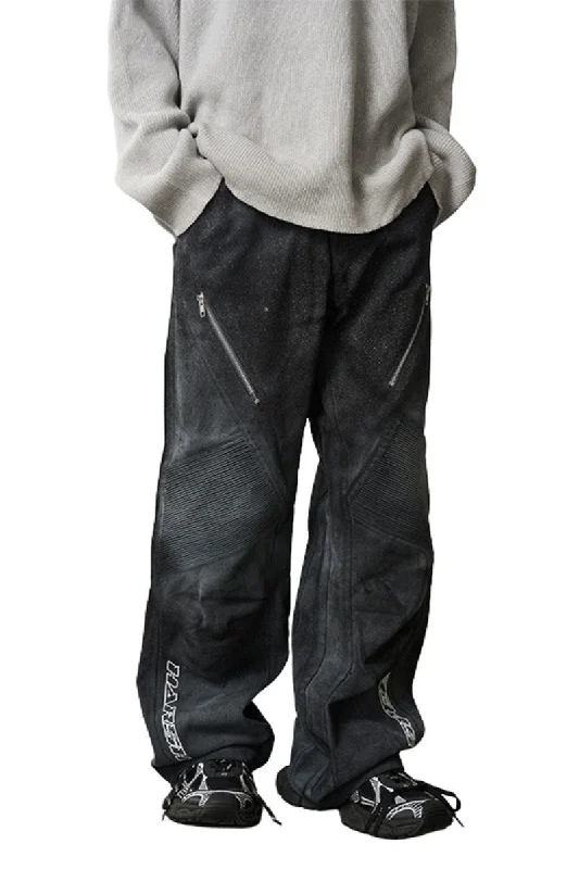 Racing Embroidered Patchwork Trousers Trousers fashionable trendy